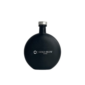 High-end lüks 250ml benzersiz yuvarlak şekil mat siyah 2-sided beyaz Logo baskılı cam şişe gümüş kauçuk mantar ile soğuk çay için - Product Image 1