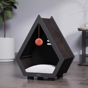 モダンな屋外ペット家具持続可能な小さな木猫鳥の家冬サイザルカバー付きトライアングルアニマルプリント犬 - Product Image 2