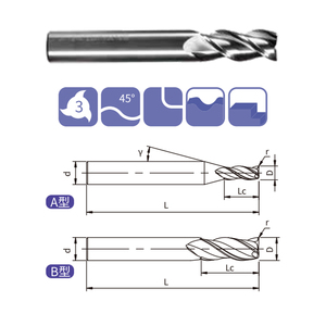 Toptan 3 flüt karbür frezeler kesiciler köşe yarıçapı Altin kaplama alüminyum kesme için özelleştirilmiş ODM OEM destek - Product Image 2