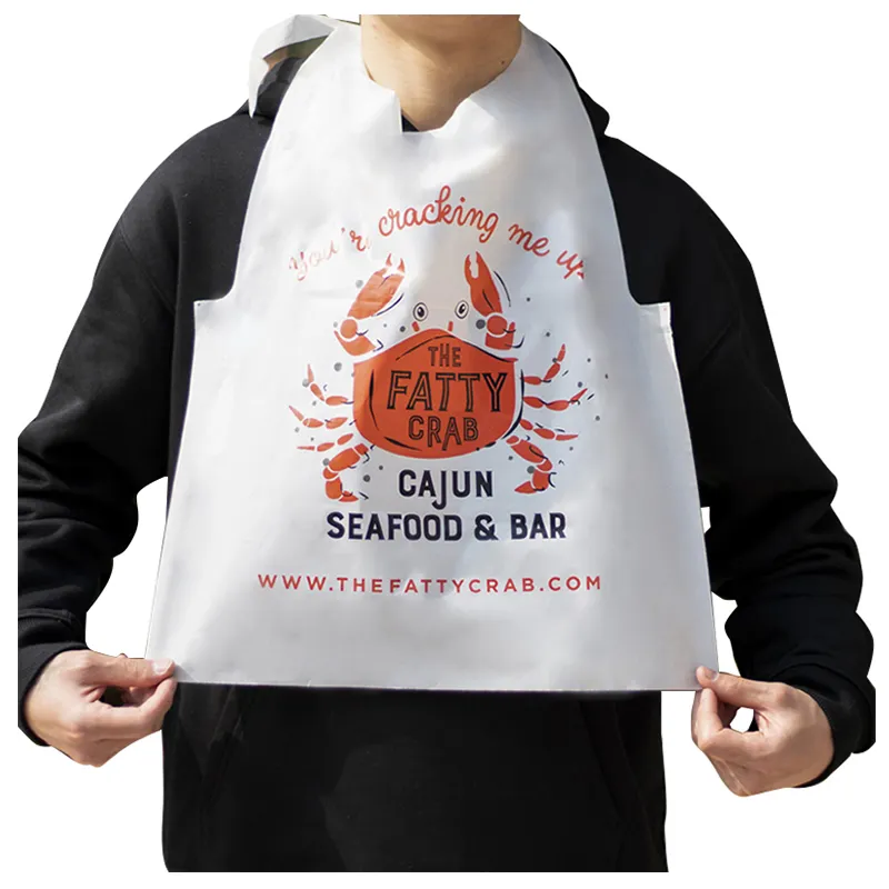 Custom Logo Wholesale Seafood Lobster Waterproof Adult Bibs Disposable Plastic Crab Bib Custom Crab Bibs With Logo