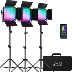 GVM 850D 3 parça RGB LED video işığı paneli profesyonel fotoğrafçılık aydınlatma kiti CRI 97 canlı App kontrolü ile ışıkları doldurun - Product Image 1