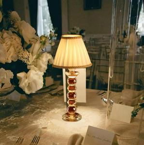 Düğün olay için akülü masa lambası kristal taban kumaş lamba kapak özelleştirmek şarj edilebilir pil dokunmatik Led masa lambası - Product Image 6