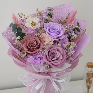Món Quà Mới Ý Tưởng Cuối Cùng 3 Năm Giấy Gói Bất Tự Nhiên Khô Bó De Fleurs Mariage Vĩnh Cửu Rose Bảo Quản Bó Hoa Của Hoa - Product Image 4
