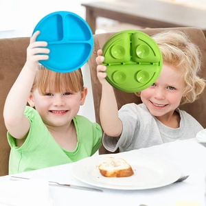 2024新生双酚a免费硅胶板带盖食品级儿童幼儿喂养抽吸分隔器硅胶婴儿板