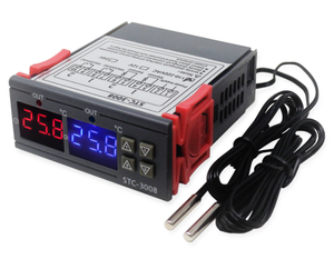 Controlador de temperatura ajustable de doble pantalla, STC-3008, DC12V/24V/ AC110-220V, con Cable de 1M - Product Image 1