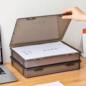 High Advanced Black Transparent File Organizer Box A4 Dokumenten aufbewahrung sbox mit Schnalle Staub dichtes Schreibtisch papier Büromaterial