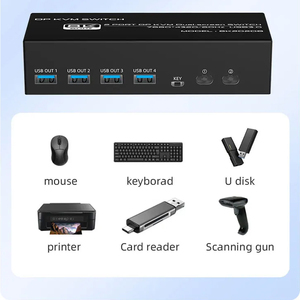 FJ-8K202DB新品USB3.0显示端口双屏开关选择器2端口USB Hdmi Kvm交换机以太网 - Product Image 1
