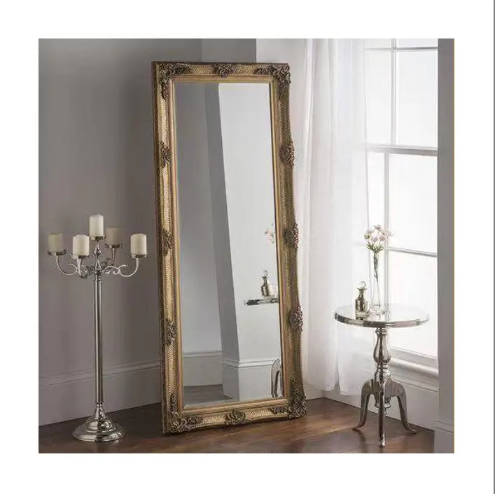 Frame Spiegel Gold Leaner Cheval Carved Molding Rectangular Wood Antique Silver Wall Mirrors Frame Mirrors(Old)
