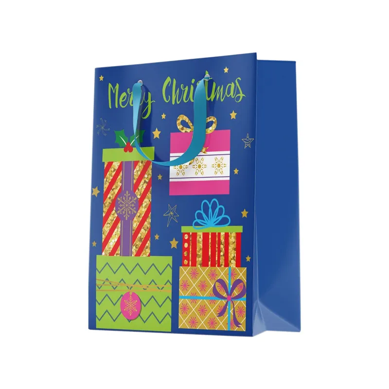 Bolsa de regalo de embalaje para impresora personalizada, surtido de bolsas de regalo baratas, OEM, Yiwu, Santa Claus, pantalones con tapa ecológica para Navidad