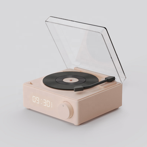 Retro Smart Mini Wireless Speakers <strong>Portable</strong> Desktop Audio for Phone <strong>Computer</strong> Record Player with Alarm Clock Function - Product Image 1