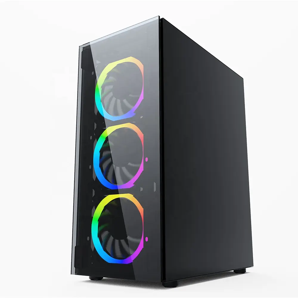 Oem Odm Cabinet Cpu Rgb Desktop Computer Case Tower Tempered Glass Window Entry Level Atx Gaming Gamer Pc Computer Cases