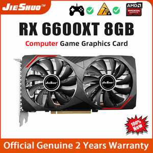 JieShuo 100% yeni RX 6600XT 8G <span class=keywords><strong>AMD</strong></span> 6600 bilgisayar oyun kartları video RX 6600xt sunucuları GPU RX6600 8GB grafik kartı <span class=keywords><strong>AMD</strong></span> RX 6600 XT