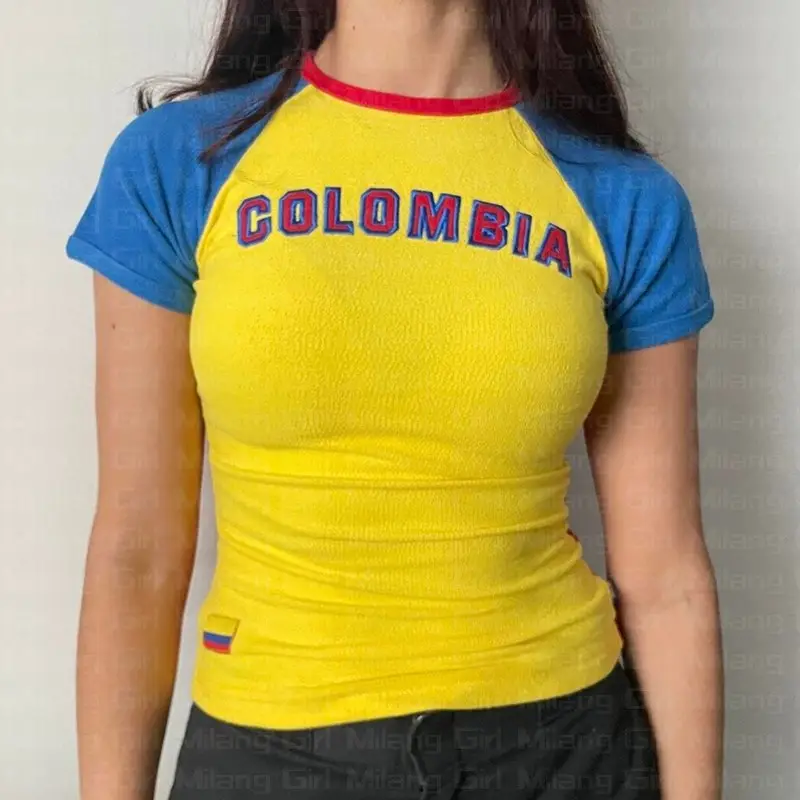 Camiseta corta para mujer personalizada de manga corta, sencilla, ligera, Sexy, para fitness, 100% algodón orgánico, Camiseta de cuello redondo para mujer