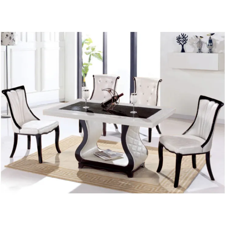 Mobili moderni tavolo da pranzo da cucina e 6 sedie ristorante di lusso in pelle base in legno set da pranzo in marmo tavoli da pranzo