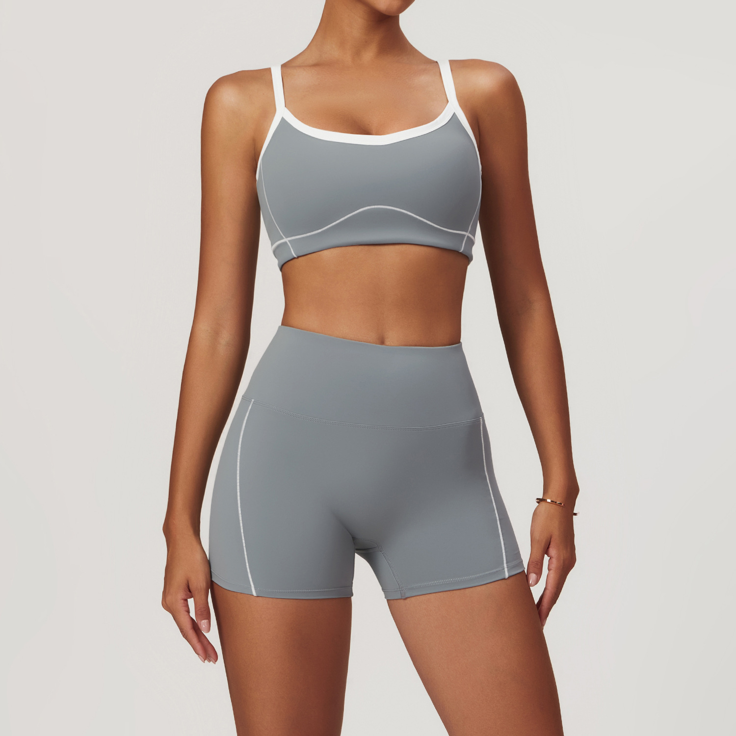 Bra and shorts, iron gray