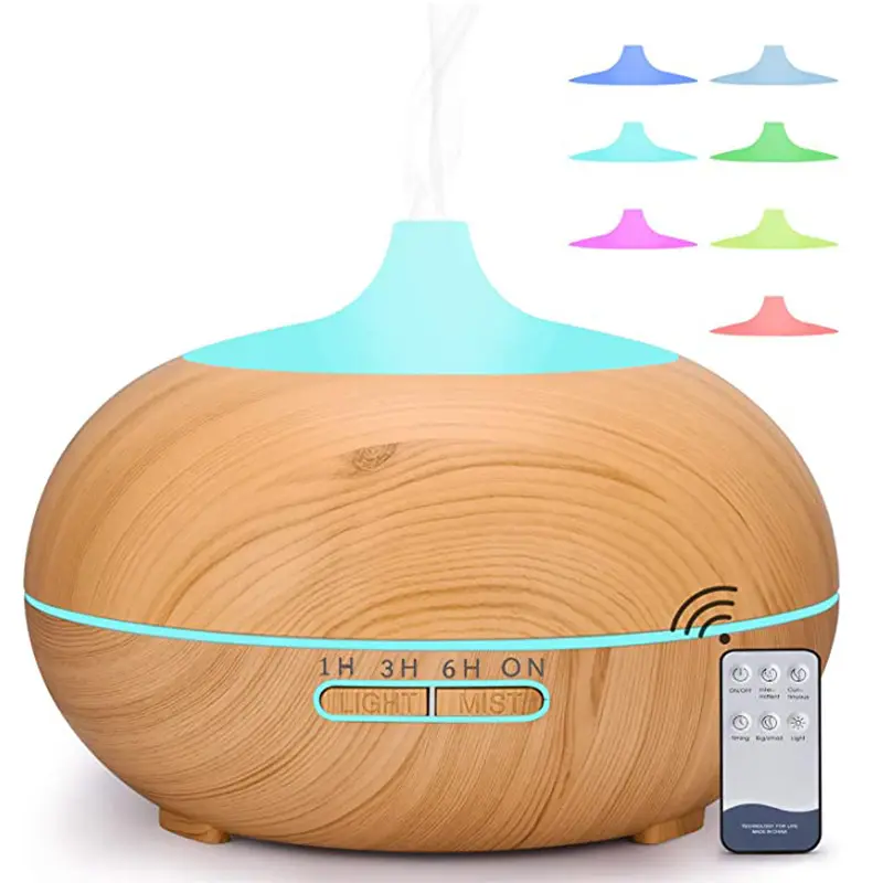 Hot Sale Ultrasonic Air Humidifier Aroma Diffuser Wood Grain Electric Essential Oil Diffuser Aromatherapy With Remote Control