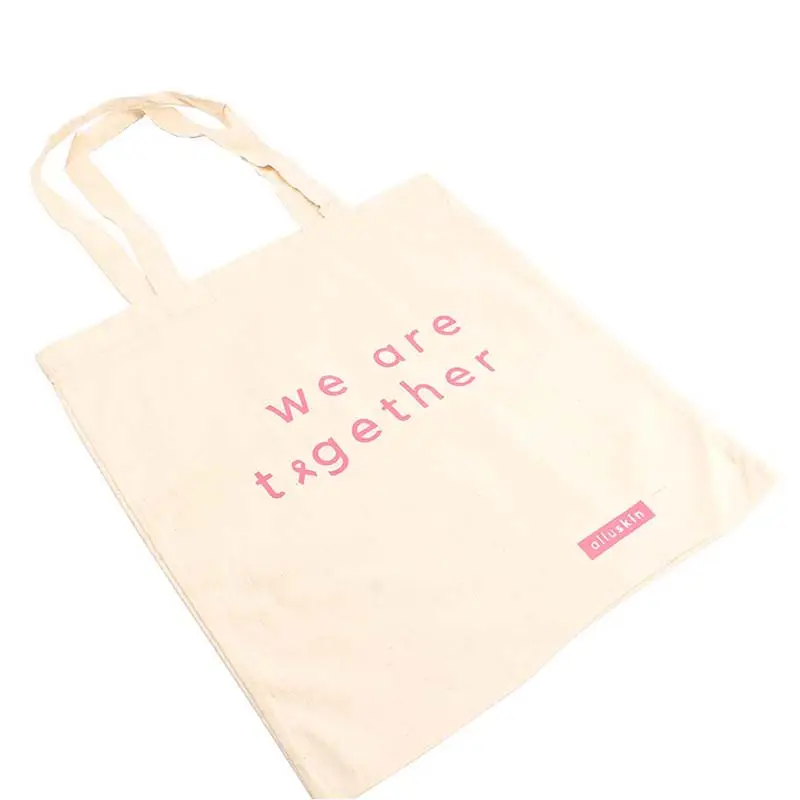 Özel çevre dostu pamuk taşıma ambalaj kullanımlık taşınabilir pamuk Tote katlanabilir geri dönüşüm Logo ile alışveriş çantası