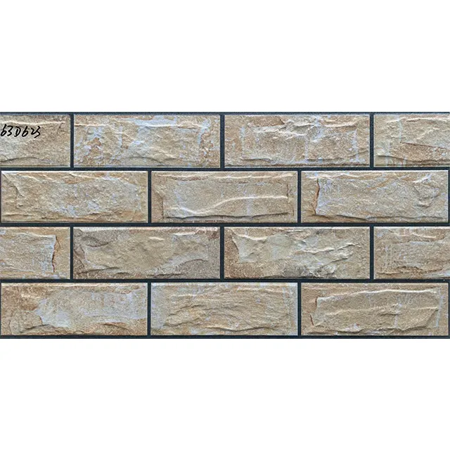 Natura prezzo esterno a buon mercato 30x60 Design decorativo sottile rustico in mattoni di roccia facciata esterna in ceramica piastrelle per pareti anteriori