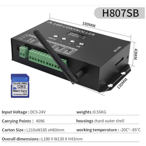 H807SB <strong>WiFi</strong> APP SD CARD Programmable 5V 12V 24V 4096 Pixel 8208 2815 2811 1903 2812 <strong>DMX</strong> <strong>LED</strong> Build Dream Lights <strong>LED</strong> <strong>Controller</strong> - Product Image 5