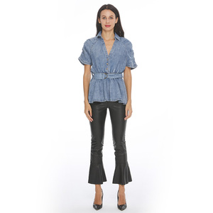 Summer Fashion Blouse Camisetas Informales Women's Denim Short Sleeve Shirt Casual Designs <strong>Tops</strong>
