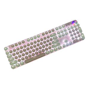 Teclado mecánico retroiluminado de dos colores para juegos, Teclado mecánico retroiluminado para ordenador, notebook, con cable, rosa y blanco - Product Image 1