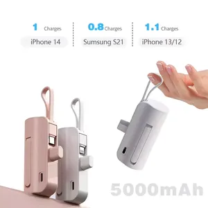 Mini Power Bank 10000mah <strong>Small</strong> Capsule 5000mah Pocket for <strong>apple</strong> Power Bank Compact Build in Cables Mini Power Bank - Product Image 5