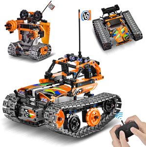 Flytec yapı oyuncaklar 392 adet bilim öğrenme eğitim yapı taşları DIY 3 in 1 paletli Racer RC araba tankı Robot oyuncaklar kiti - Product Image 1