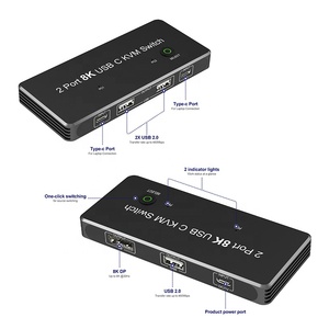 Xpup 4K 60Hz 8K 30Hz KVM交换机USB-C In Displayport 1.4 USB 2.0输出坞站2端口USB C KVM交换机Displayport - Product Image 2