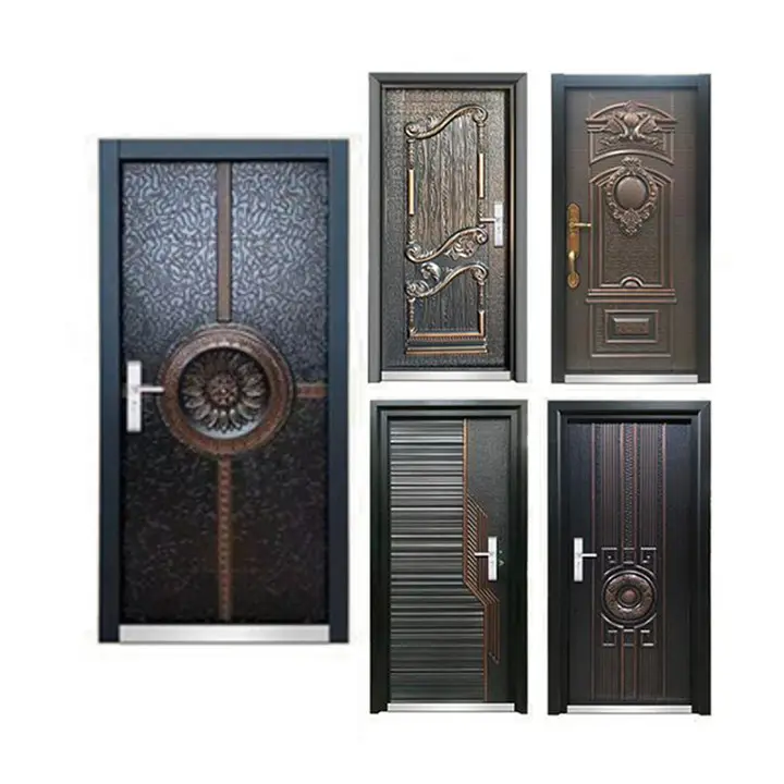 Puertas de madera elegantes externas personalizadas Diseño Puerta de madera de seguridad residencial de acero