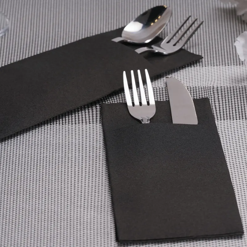 Dicker hochwertiger luftgestellter Taschen-Abendessen-Nafttisch Hochzeit-Nafttisch schwarz individuelles Logo Tisch Restaurant Einwegpapier