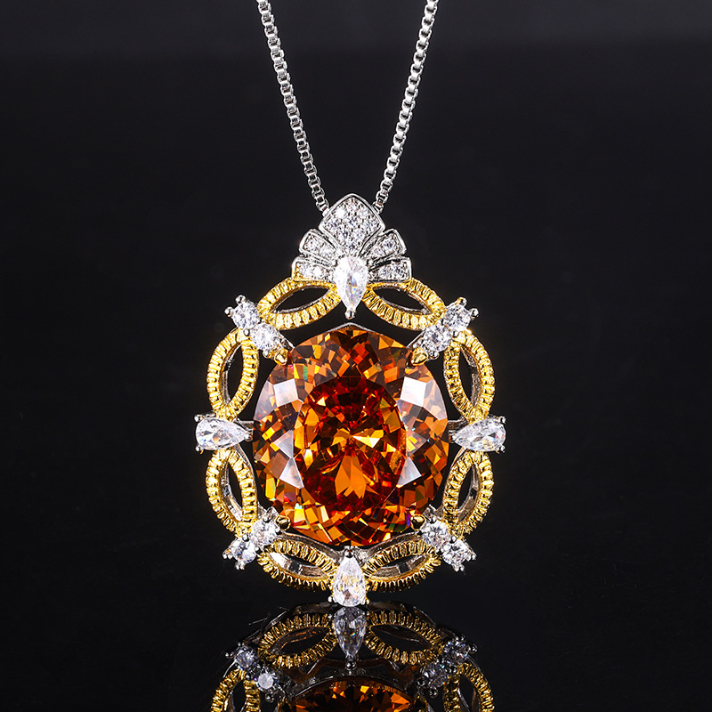 Pendentif champagne coupe nid d'oiseau avec chaîne