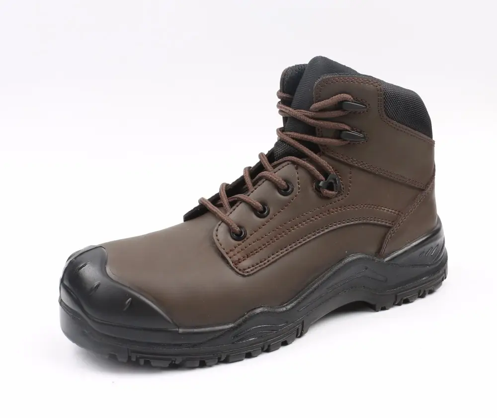 Fabricante de calçados de segurança personalizados de fábrica para homens, biqueira de aço, resistente a esmagamento, couro, resistente a corte e água, s3