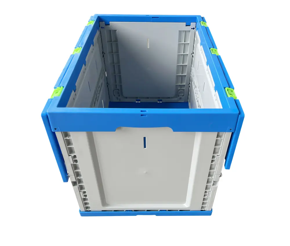 Preço barato 60x40x41 cm dobrável e empilhável caixa sólida dobrável caixa de armazenamento de plástico dobrável com tampa para a logística
