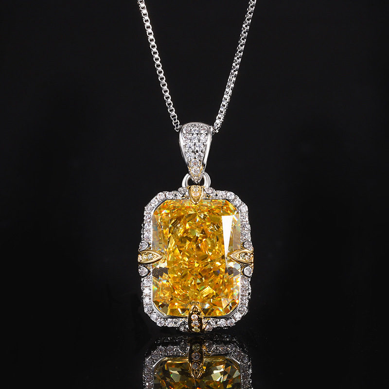 Ice Flower cut yellow diamond pendant with chain