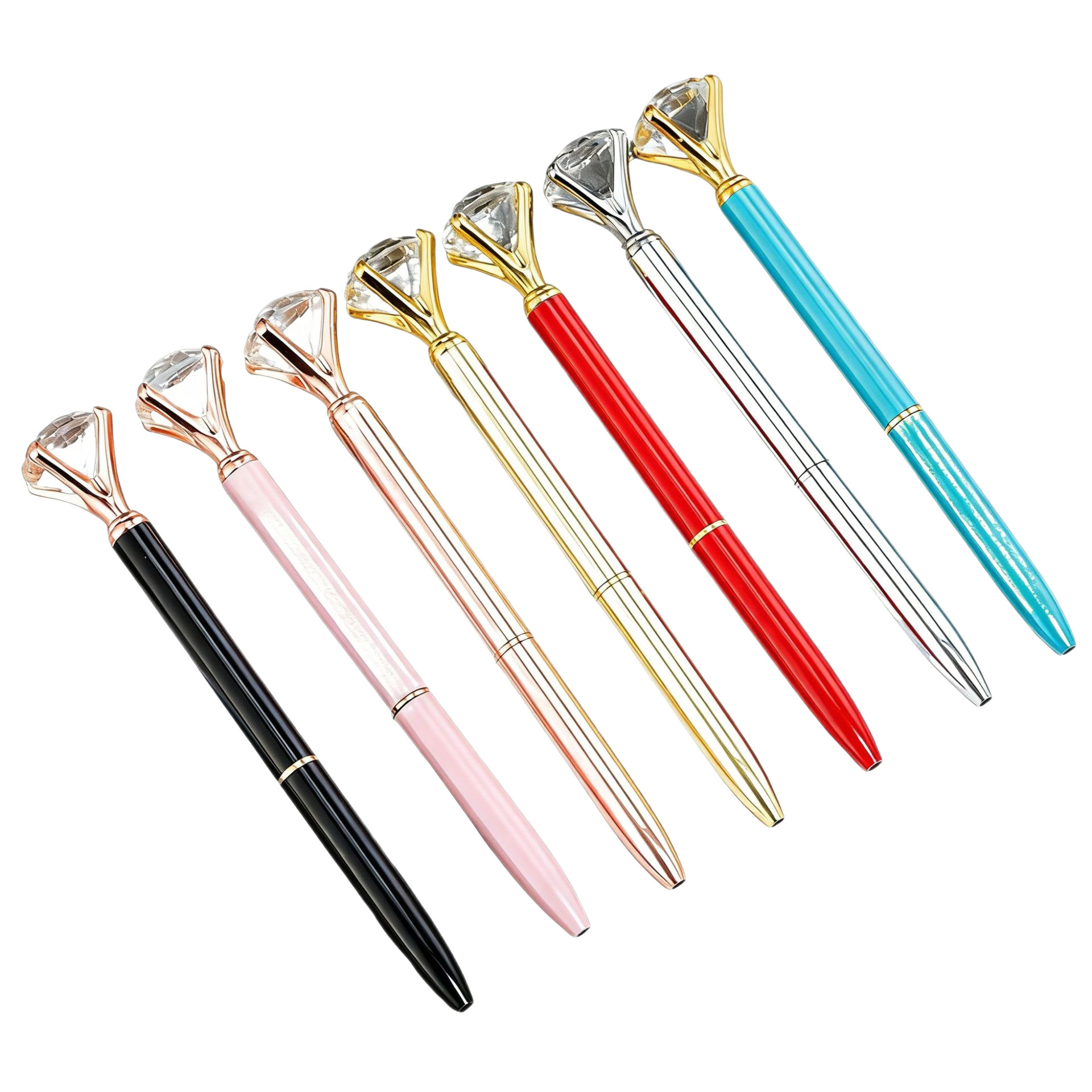 Penna con diamanti multicolori