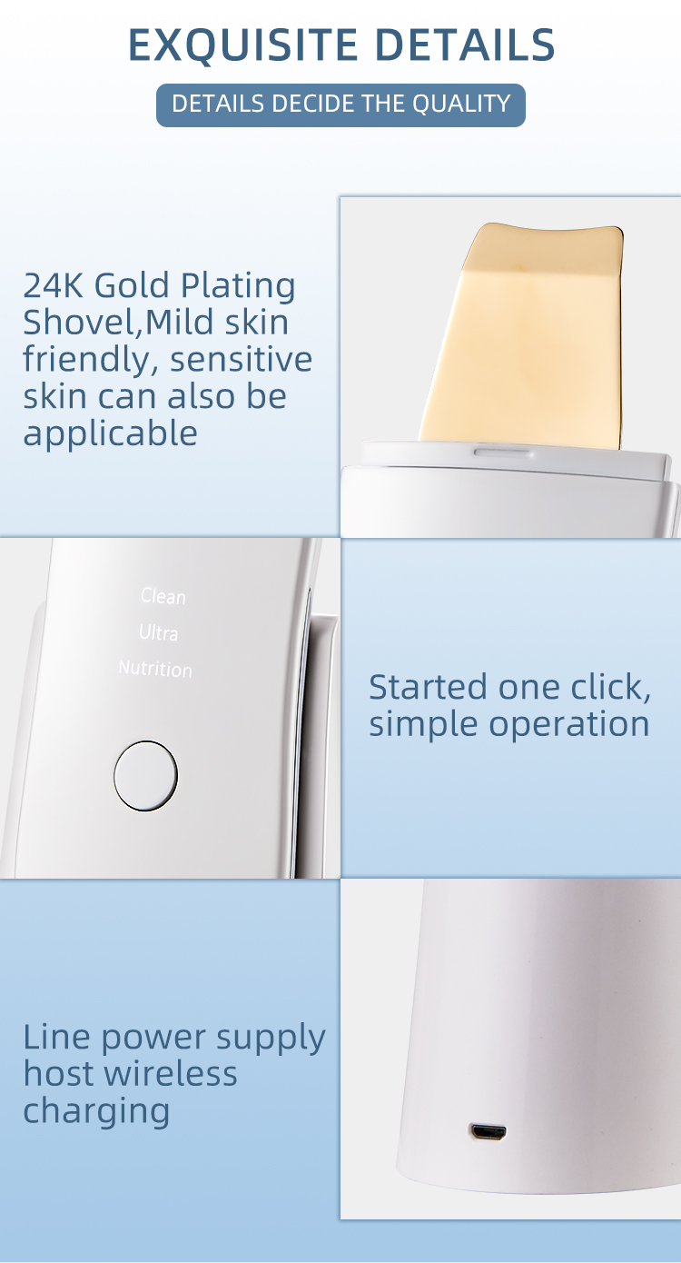 New Version 2021 Spray Wireless Charging Waterproof Ultrasonic Skin Scrubber