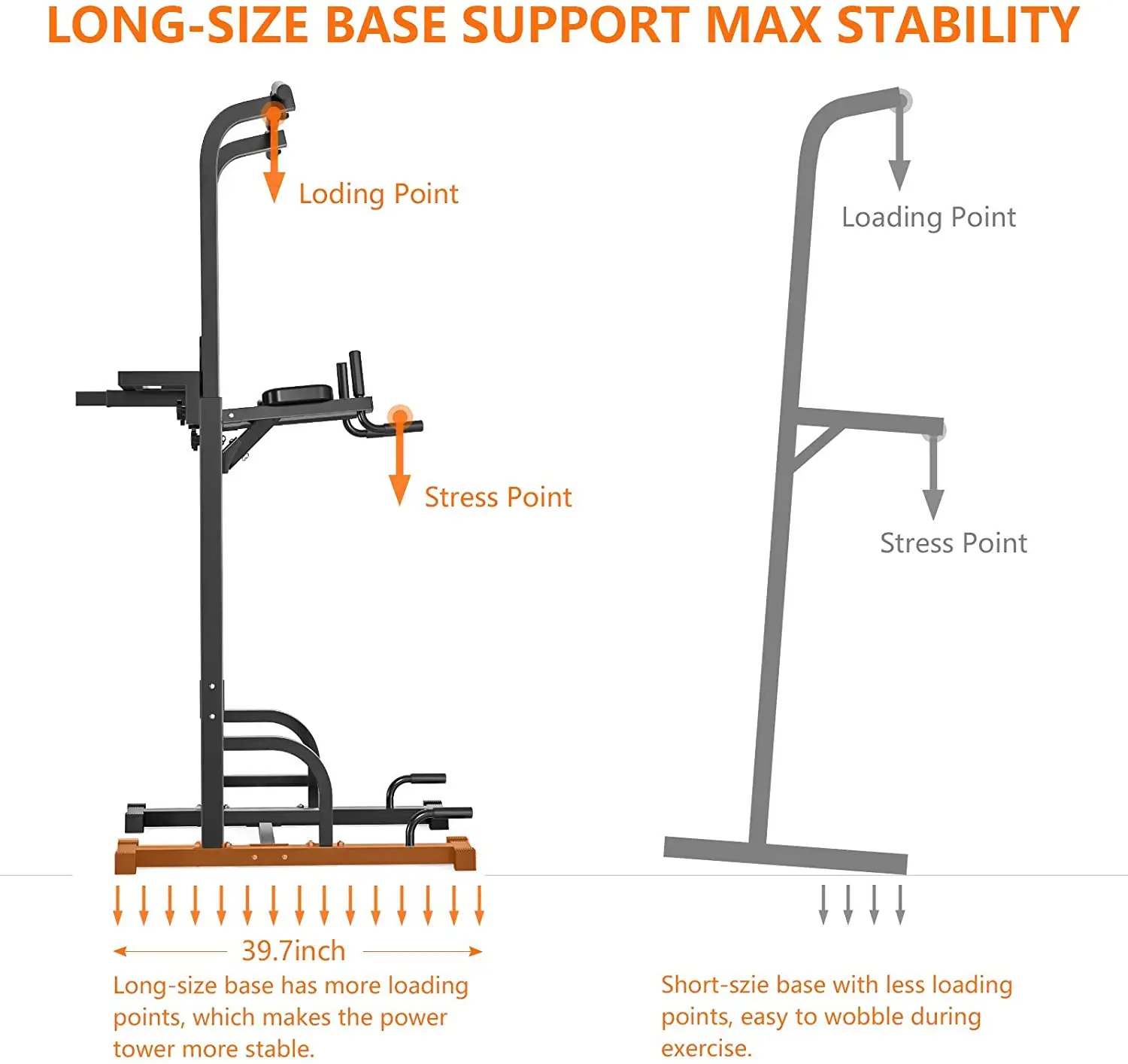 3D Max Customized Multi-Function Home Strength Training Fitness Power Tower Station Adjustable Height Dip Bar Pull Up Bar