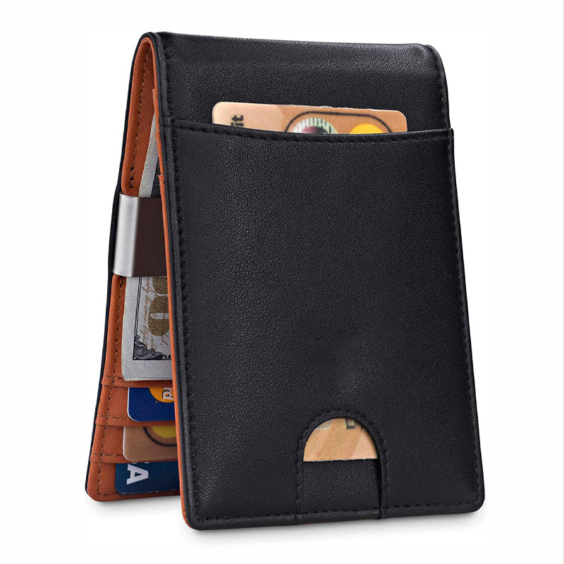 Plain - black with orange (100% genuine leather)