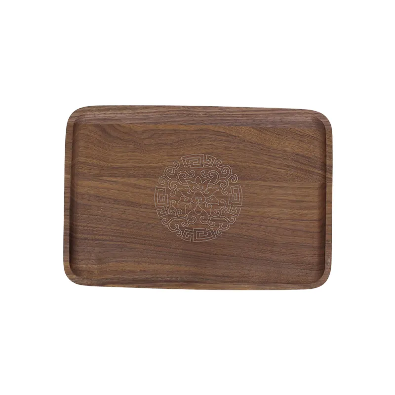 Juego de platos de madera desechables con diseño elegante y grabado, platos con logo