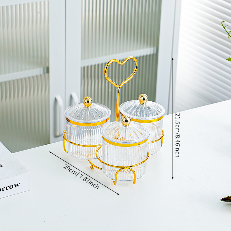 Transparent 3-Can Diamond Cap Heart Holder