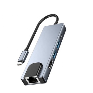 5in1 USB <strong>Type</strong> C Gigabit Adapter with 2 Port PD Hub Networt Ethernet RJ45 Lan for 10/100Mbps Wired <strong>Computer</strong> Accessory - Product Image 1