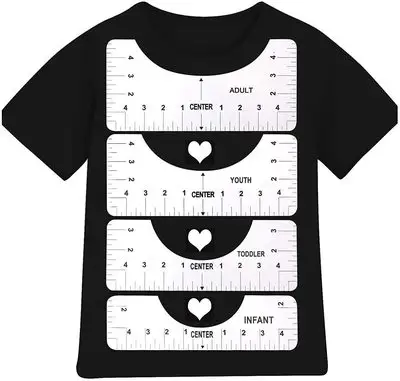 T Shirt Ruler Guide for Vinyl Alignment 14 Pcs Front and Back Shirt Measurement Tshirt Rulers Alignment Tool to Center Designs for Adult Youth Toddler Infant V-Neck/Round 
