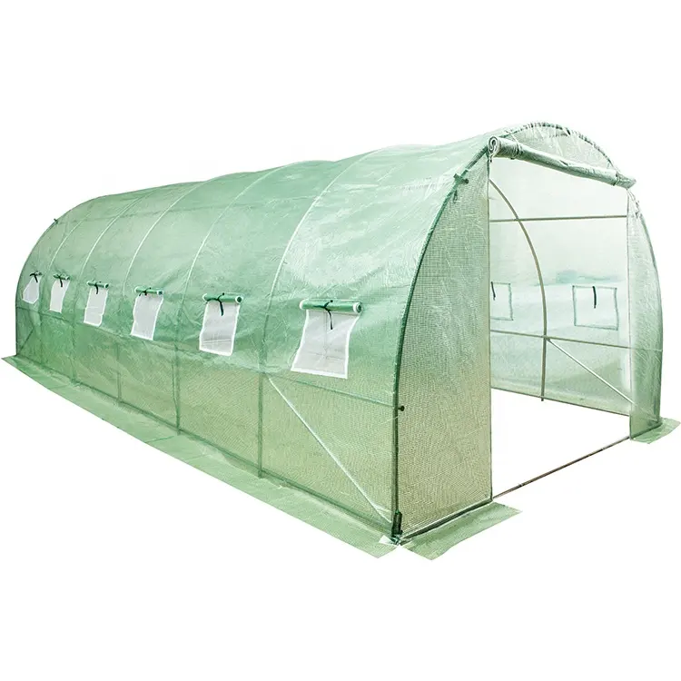 6x3x2m Big PE polytunnel 12 janelas crescem planta túnel polytunnel estufa impermeável e UV Proteção tenda