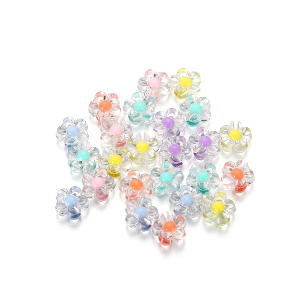Petites perles de fleurs brillantes en acrylique - couleurs mélangées