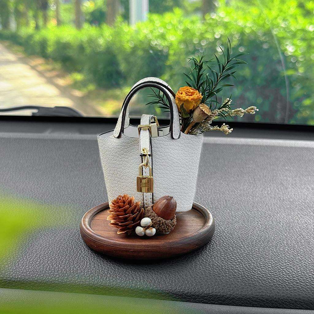 White handbag + Yellow roses