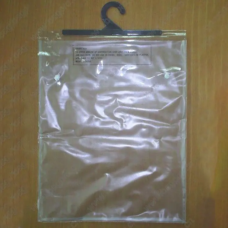 Buon prezzo di plastica trasparente in pvc morbido gancio gancio sacchetti di imballaggio