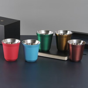Stainless Steel 304 Double-layer Design Coffee <strong>Cup</strong> 80ml Capacity With Classic Style for Heat Insulation for Parties - Product Image 1