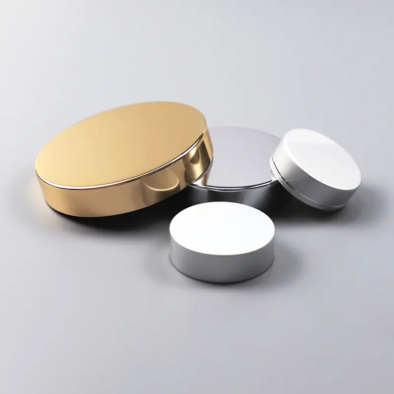 Tapa de tornillo de aluminio personalizada, tapas de tarros cosméticos, tapa de tornillo de plástico de aluminio