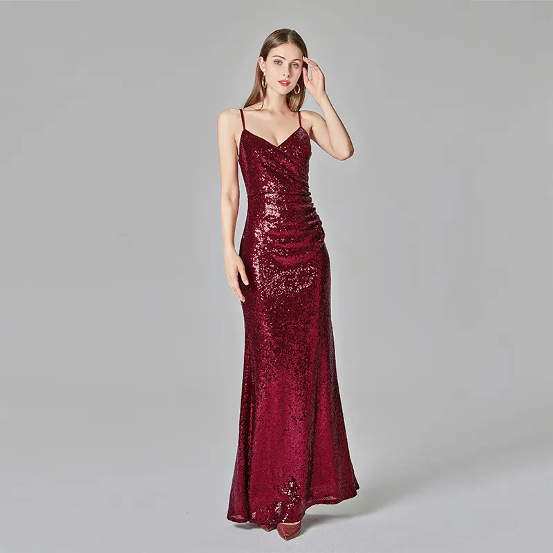 Vestido longo elegante de alta qualidade, maxi vermelho, lantejoulas, festa de aniversário, costas abertas, moças, jantar, noite