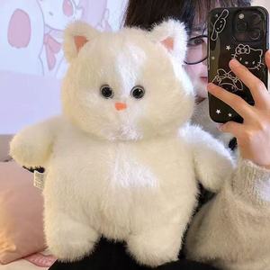 Fabrika toptan yeni beyaz kedi peluş oyuncak bebek tombul bebek kabarık peluş yumuşak beyaz kedi için doğum günü hediyesi - Product Image 6